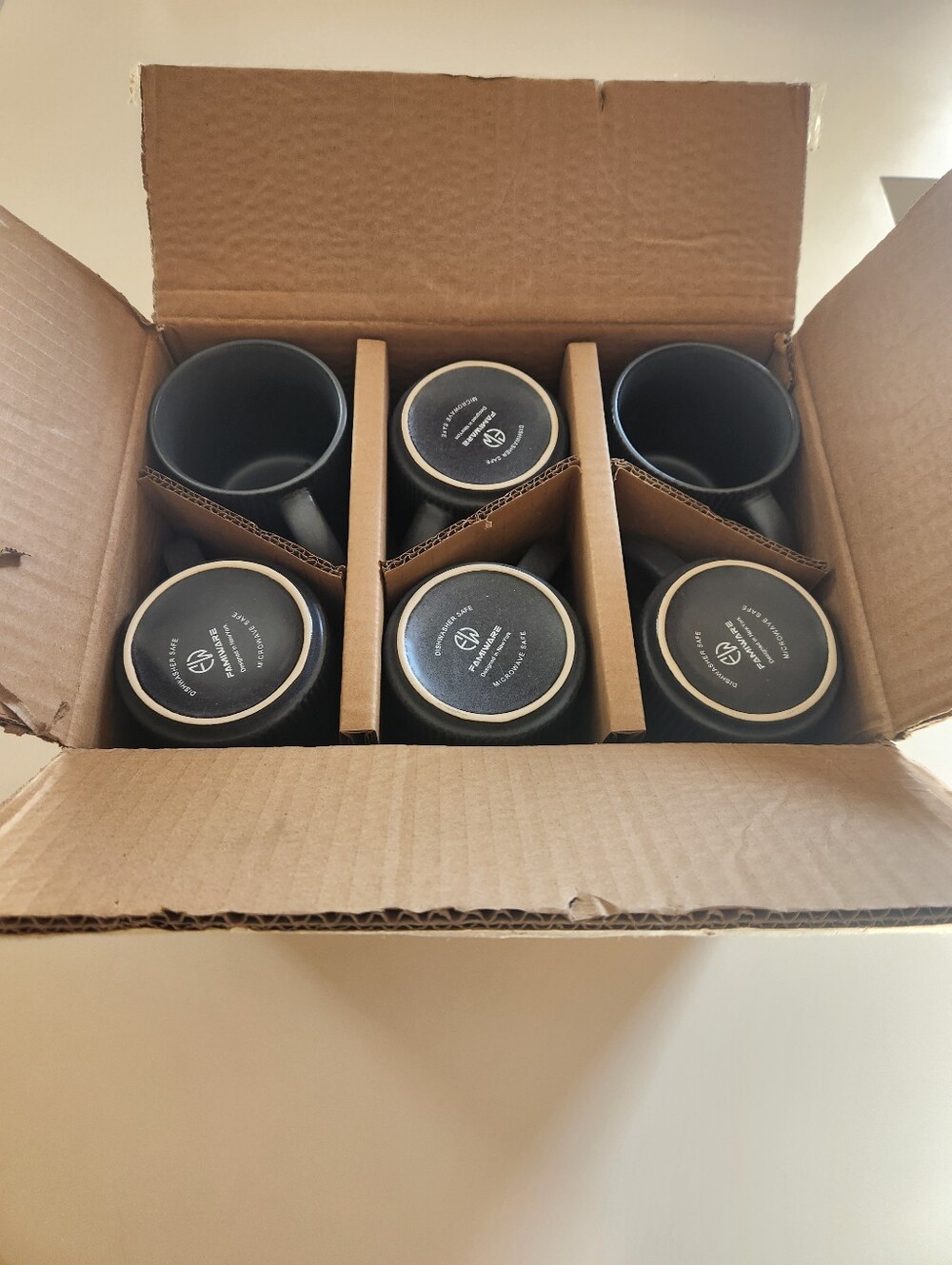 6 Pack Matte Black Ceramic Coffee Mug Set